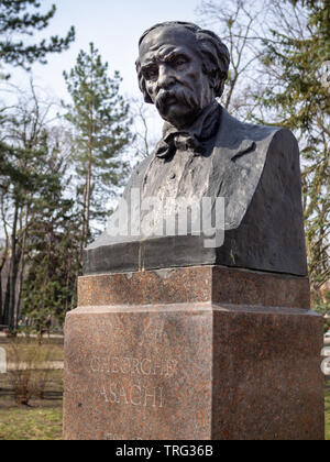 CHISINAU, MOLDOVA-MARCH 21, 2019:  Gheorghe Asachi bust by Lazar Dubinovschi in the Alley of Classics Stock Photo