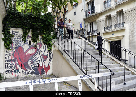 Montmartre stairway - Paris - France Stock Photo