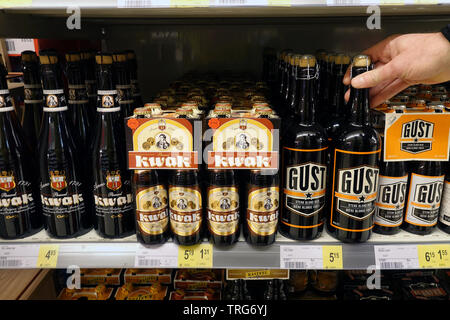 Belgian beer brands in a Delhaize supermarket Stock Photo