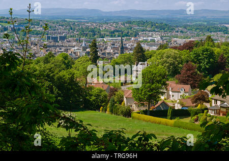 View overlooking Perth, Scotland from Kinnoull Hill Woodland Park Stock Photo