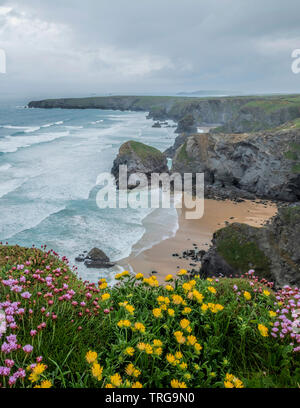 Bedruthan Steps Cornwall Stock Photo