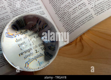 resign in dictionary Stock Photo