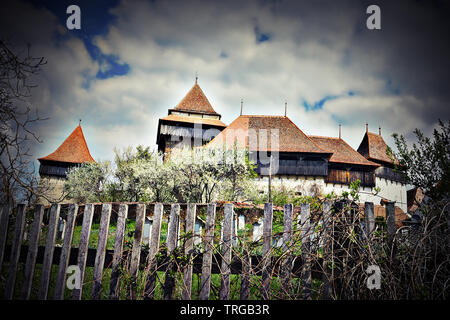 Viscri castle in Transylvania, fortified church Unesco World heritage Stock Photo