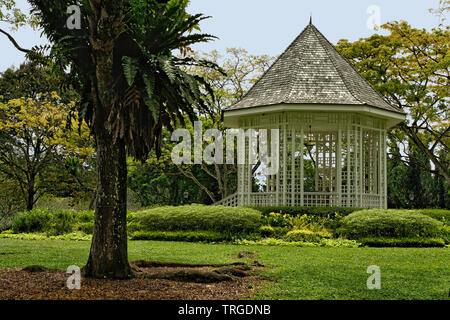 Historic Bandstand (Gazebo) from 1930 surrounded by rain trees at Singapore Botanic Gardens, Singapore Stock Photo