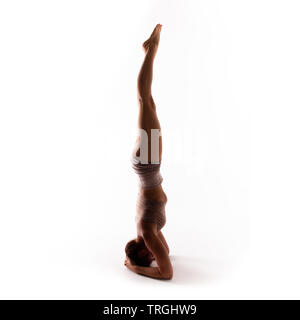 Yoga alphabet. The letter I formed by body of yogi Stock Photo