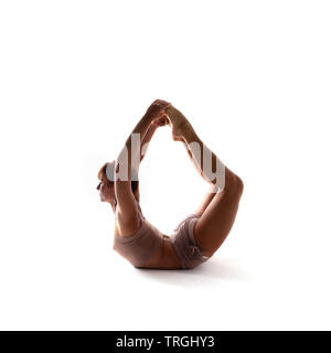 Yoga alphabet. The letter O formed by body of yogi Stock Photo