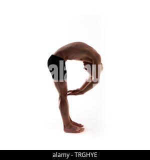 Yoga alphabet. The letter P formed by gymnast body Stock Photo