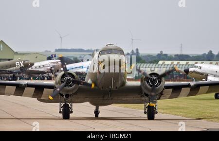 C-47 “That’s all Brother” at the 2019 Daks over Normandy Airshow at the Imperial War Museum, Duxford Stock Photo