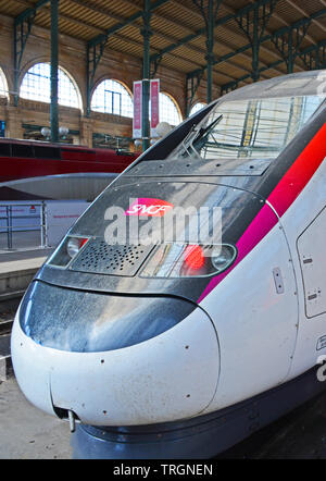 TGV train in North Railway station, Paris, Ile-de-France Stock Photo