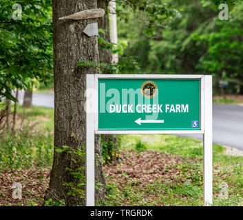 Sign for Duck Creek Farm In East Hampton, NY Stock Photo