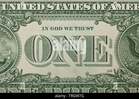 In God We Trust - US one dollar bill closeup macro, 1 usd banknote ...