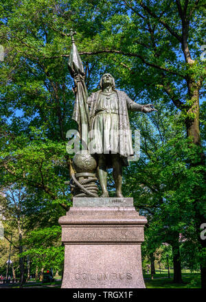 New York, USA,  31 May 2019. A bronze statue of Christopher Columbus by Spanish sculptor Jerónimo Suñol in New York City's Central Park.  The sculptur Stock Photo