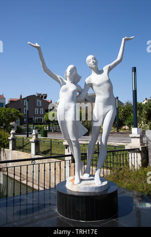 Young lovers sculpture, Youth square, Marmaris, Mugla province, Turkey. Stock Photo