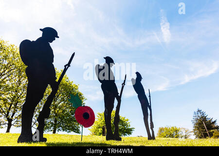 Lest We Forget, WW2 tribute, soldiers, fallen, Princetown Devon tribute, WW2 soldiers, D-Day tribute, WW2 remembrance, remembrance, WW1 Tommys Stock Photo