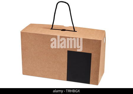 Blank shoe box with handle isolated on white Stock Photo