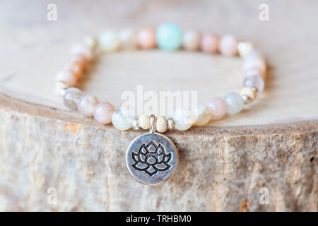 Lotus Sandalwood-Bead Bracelet - The Amma Shop