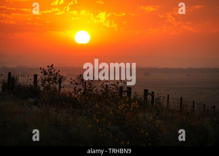 Sunrise at North Platte River valley, western Nebraska, USA Stock Photo