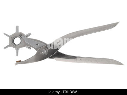 Revolving leather punch on white background Stock Photo