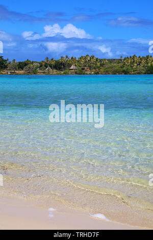 View of Faiava Island from  Ouvea, Loyalty Islands, New Caledonia. Faiava Island has a land area of only around 50 acres. Stock Photo