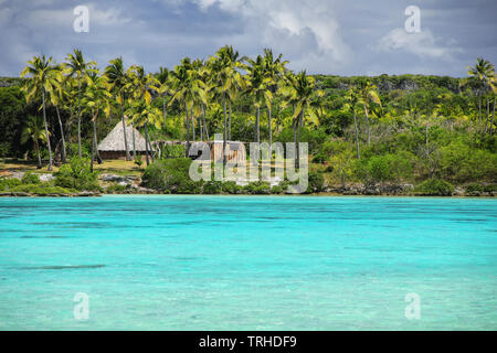 View of Faiava Island from  Ouvea, Loyalty Islands, New Caledonia. Faiava Island has a land area of only around 50 acres. Stock Photo