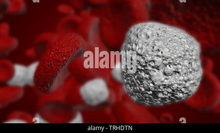 Illustration of white blood cells and red blood cells used in medicine or science Stock Photo