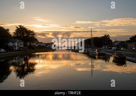 Sunset on the Canal in Bude on the North Cornwall Coast, England UK Stock Photo