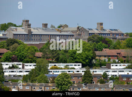 Lewes Prison dominating the skyline of the East Sussex County town Stock Photo