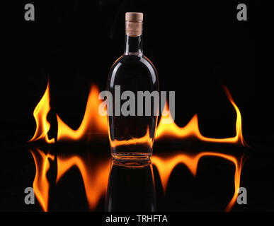 Stack of tequila on fire Stock Photo