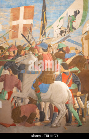 Battle between Heraclius and Chosroes, Legend of the True Cross, Fresco Cycle, Piero della Francesca, Bacci Chapel, Cappella Bacci, Cappella Maggiore, Stock Photo