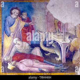 St Philip the Apostle and St James the Lesser, detail, fresco,  Parri di Spinello, Basilica of San Domenico, Arezzo, Tuscany, Italy, Europe Stock Photo