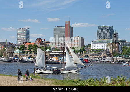 Landungsbruecken (jetties), 830. Harbour Birthday, Harbour, Hamburg, Germany Stock Photo