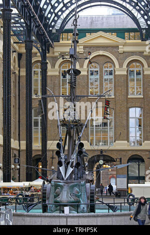 London, United Kingdom - January 25, 2013: The Navigators Sculpture in Hays Galleria Wharf at Southwark in London, UK. Stock Photo