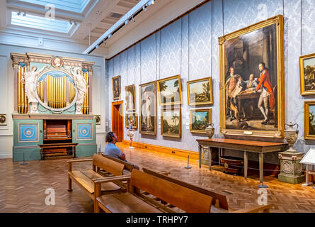 Exhibition of old masters in a gallery at the National Museum, Cardiff, Wales Stock Photo