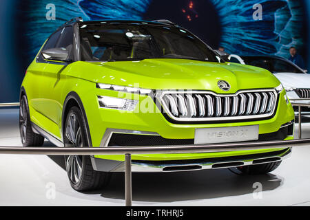 Barcelona, Spain - May 19, 2019: Skoda Vision X showcased at Automobile Barcelona 2019. Stock Photo