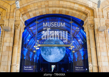 Museum of the Moon is an accurate scale model of the Moon by Luke Jerram using NASA imagery, Natural History Museum, London, England, United Kingdom. Stock Photo