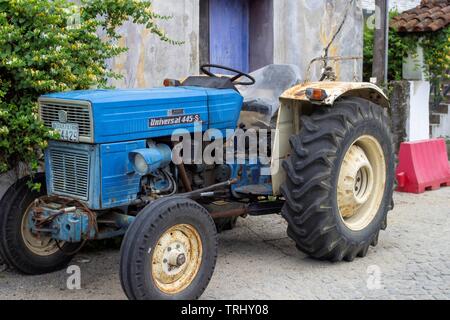 A Universal tractor model 445-S parked Afytos, Halkidiki, Greece. Stock Photo