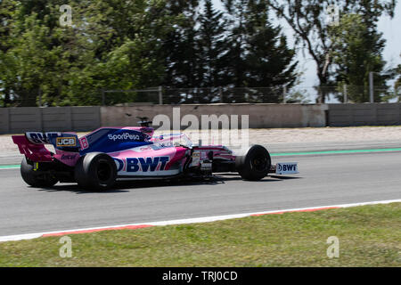 Barcelona, Spain.  Feb 15th, 2019 - Lance Stroll from Canada with 18 SportPesa Racing Point F1 Team during F1 Test at Circuit de Catalunya. Stock Photo