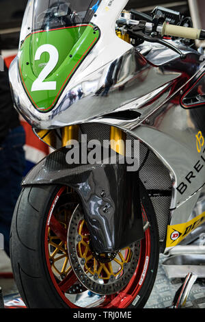 Norton TT supersport racing motorcycles, ridden by John McGuinness. Isle of Man TT 2019 Stock Photo