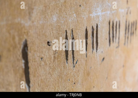 Marks on the wall of Tuol Sleng Genocide Museum, Phnom Penh, Cambodia, Asia Stock Photo