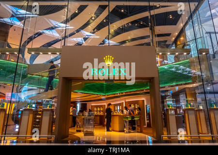 Hong Kong - April 30 2018: Rolex gallery at Hong Kong International Airport where it's the world's busiest cargo gateway and one of the world's busies Stock Photo