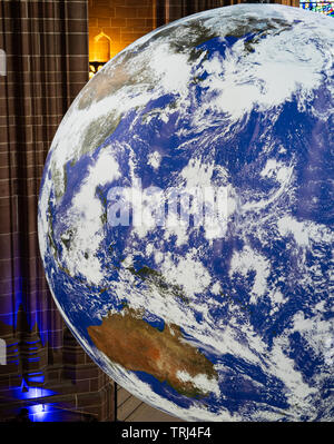 Gaia, 23ft replica of the Earth, by artist Luke Jerram, displayed in Liverpool Cathedral, Liverpool, UK Stock Photo