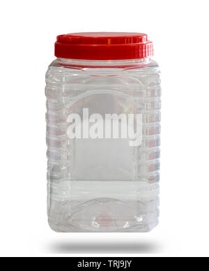 Plastic box for packaging of dry red lid,isolated on background Stock Photo