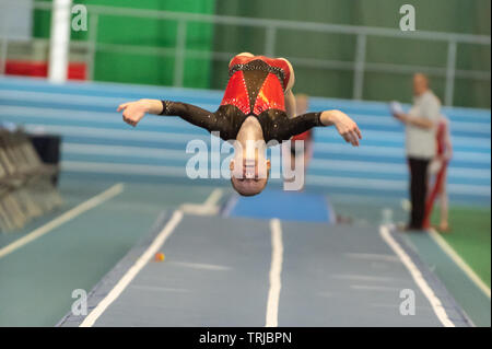 Sheffield, England, UK. 1 June 2019. Milly Taylor of Dynamite Gymnastics  Club in action during Spring Series 2 at the English Institute of Sport,  Sheffield, UK Stock Photo - Alamy