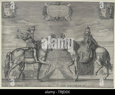 Louis XIII, King of France, and wife Anna con Austria, Additional-Rights-Clearance-Info-Not-Available Stock Photo