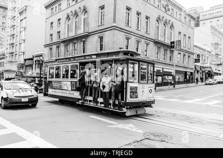 People using San Francisco Tram, California, USA Stock Photo