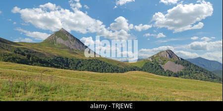 Panoramic view on Puy Griou, Cantal, Auvergne, France Stock Photo