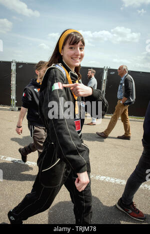 23 May 2019 - Berghem, the Netherelands. SHELL ECO-MARATHON 'CHALLENGER EVENT'. Team H2politO. Car 210.  One of the Italian pilots walks to the start Stock Photo