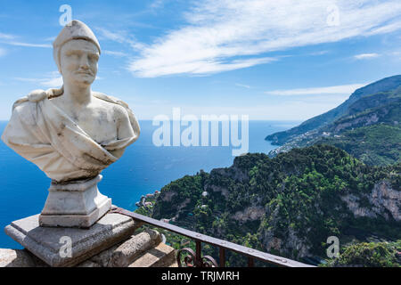 Spectacular view from Terrazza dell’Infinito Terrace of Infinity Villa Cimbrone Gardens in Ravello above the Amalfi Coast in Campania Italy Stock Photo