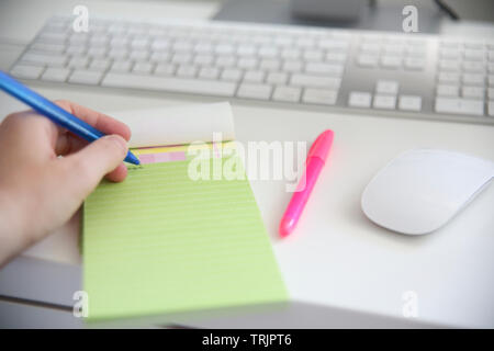 Close-Up of a Green Note Book. Colorful and Selective Focus. Stock Photo