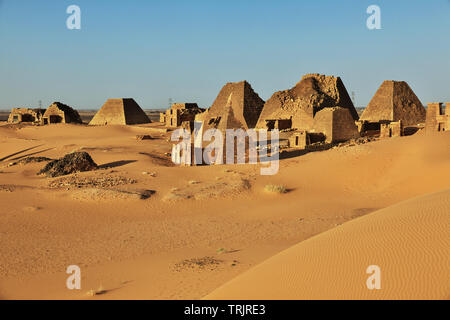 The ancient pyramids of Meroe in Sudan's desert Stock Photo